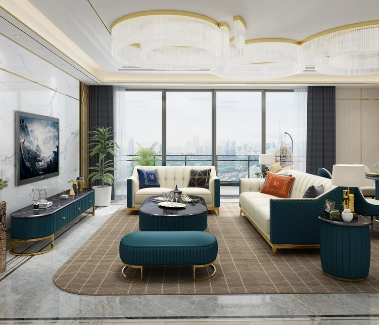 Nordic minimalist design simulation leather high resilience backrest sponge pine frame multi-person living room sofa