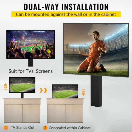 32 To 70 Inch Screens vertical Lift Television Stand With Remote Control Drop Down Tv Lift Compact Tv Mount Bracket