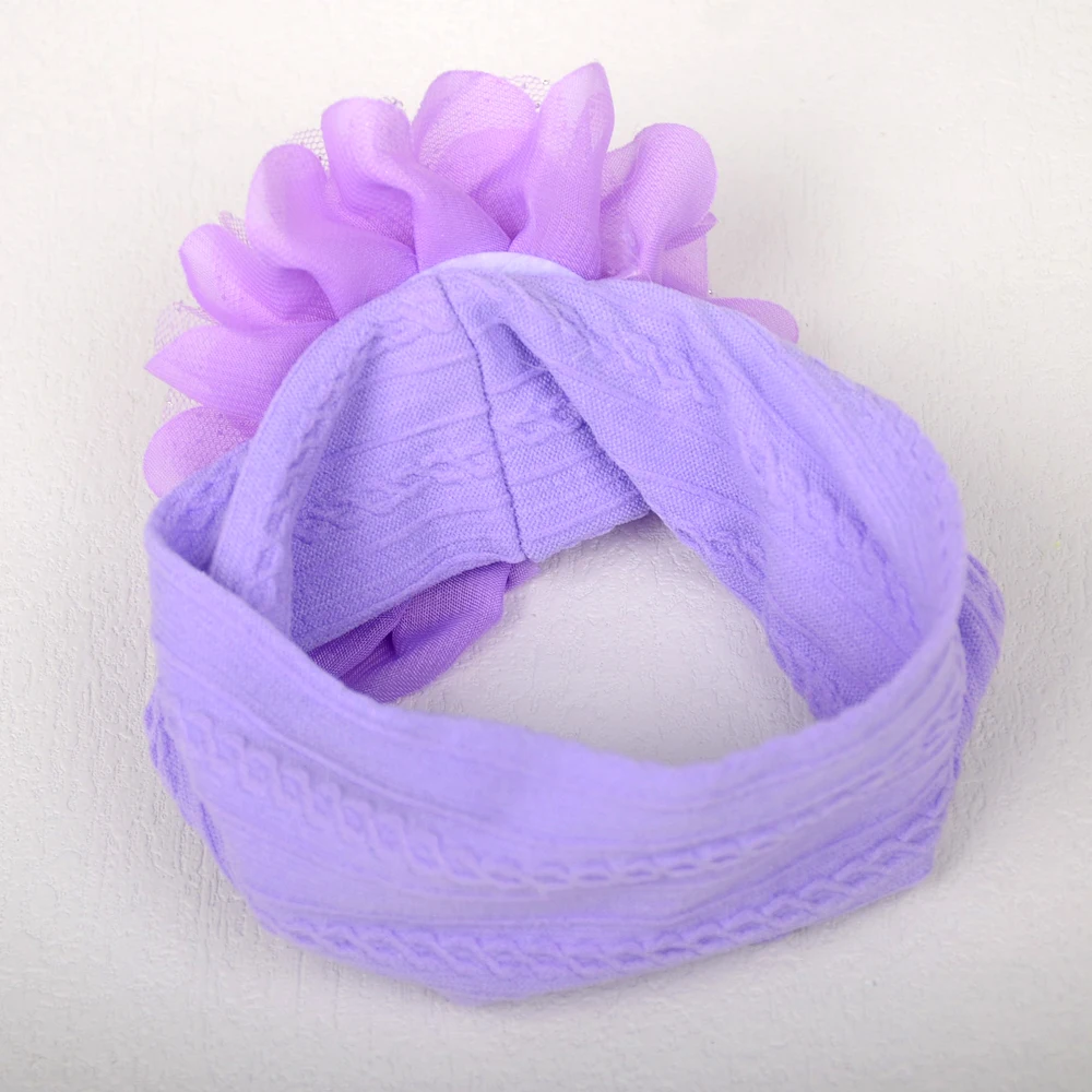 China factory wholesale Baby Nylon Headband Flower Top Knot Hairbands Soft Newborn Fabric Hair Bands
