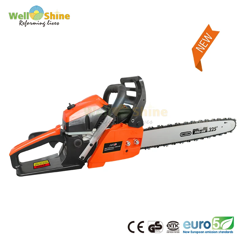 China Manufacture CE Certification Petrol Power 58cc Chainsaws, Factory Price Gasoline Garden Cutting Wood Tree Chain Saws