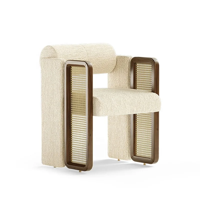 AOMISI CASA Nordic Solid Wood Dining Chair Backrest Home Wabi-Sabi Designer Lamb Velvet Leisure Chair Modern Desk Chair