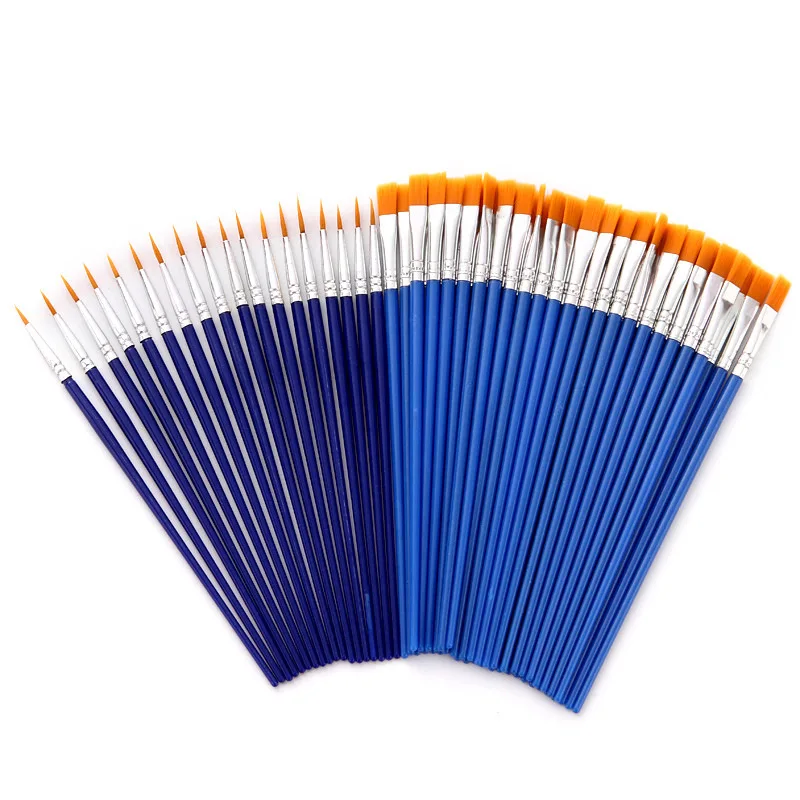 Painting brush gouache nylon pen blue rod Plastic rod pen acrylic paint arrangement
