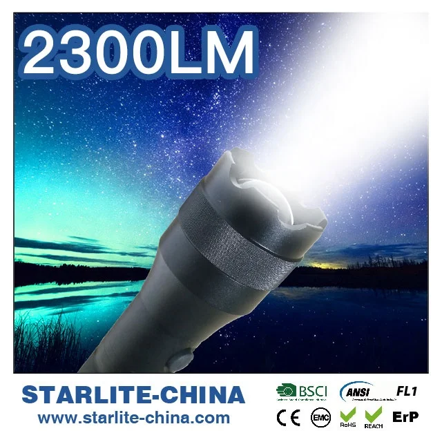 STARLITE 2300 lumens aluminum led flashlight led torch personal self defense products AA LED Torch light Flashlight