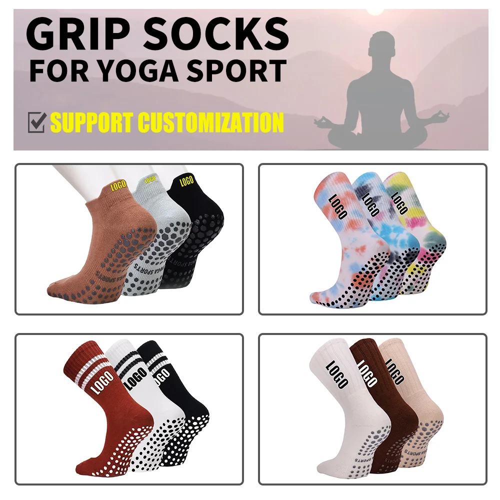 Your Own Design Custom Logo Yoga Pilates Grip Socks Anti-Slip rubber sole grip socks yoga non-slip fitness custom logo yoga sock