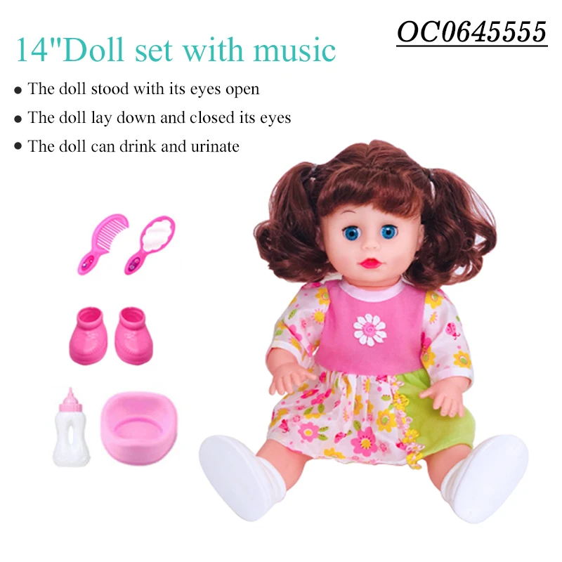 14 inch life size silicone dolls for girls lovely with music for sale