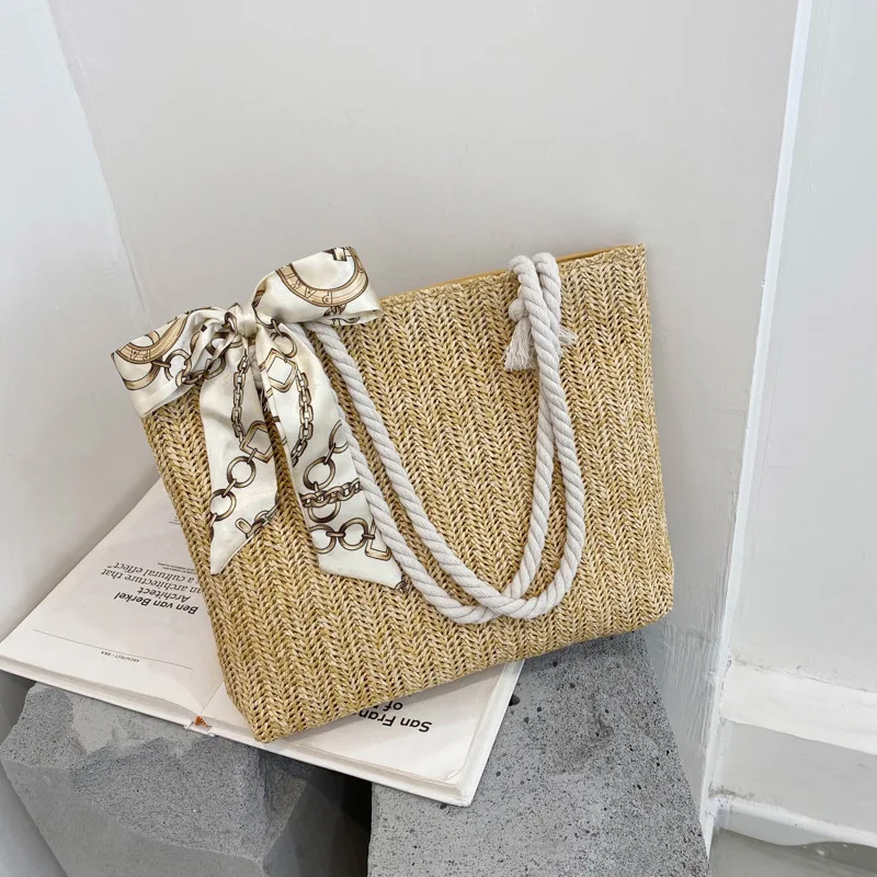 Spring summer seasons new arrivals straw shoulder hand bags women daily shopping single- shoulder bag