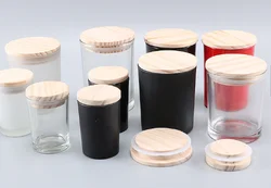 Wholesale black glass candle jar with lid 8oz 10oz 14oz custom logo glass jars for candle making
