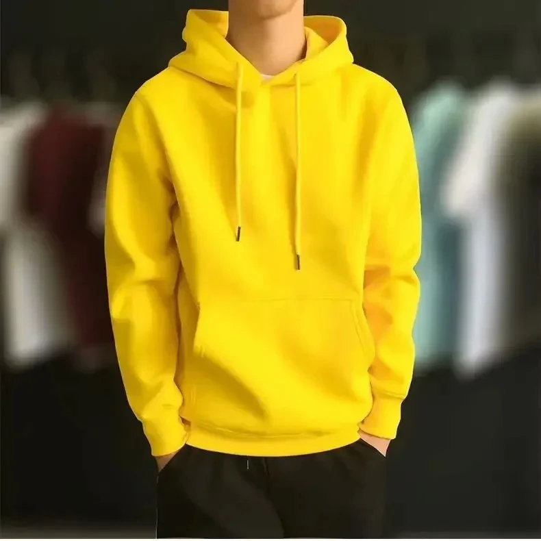 New Fashion Men Autumn Winter Hooded Street Long Sleeve loose Solid Color Hooded Casual Blouse Fleece Tops White Hoodies