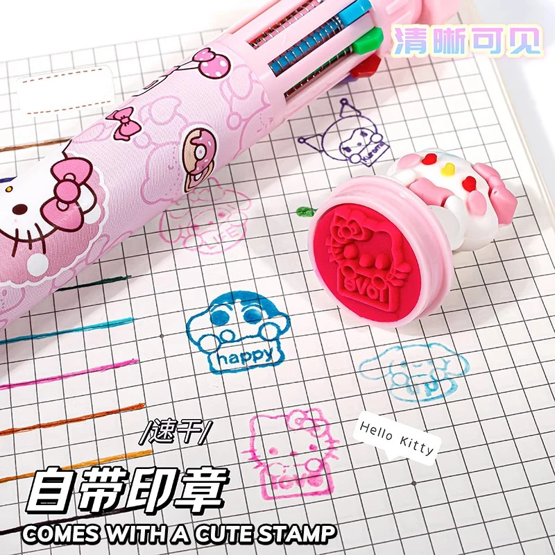 School Cute Things Kawaii Plastic Ballpoint Pens Kawai Stationery Multi Function Pen 10 Colors Sanrio Pens