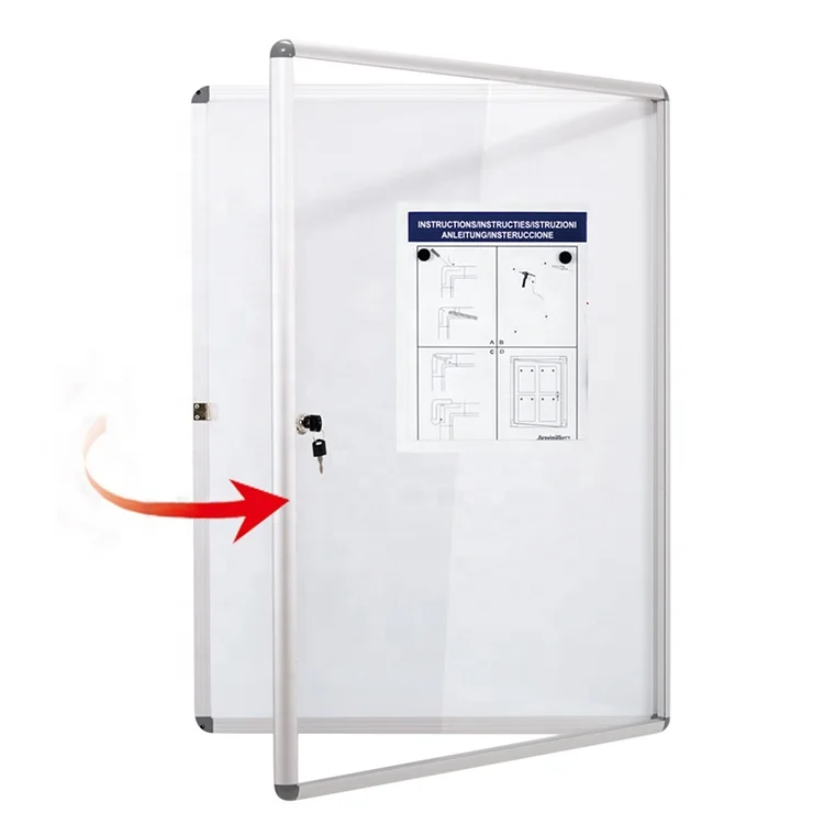 
Office display acrylic door notice board classroom enclosed magnetic whiteboard school wall mounted lockable bulletin board 