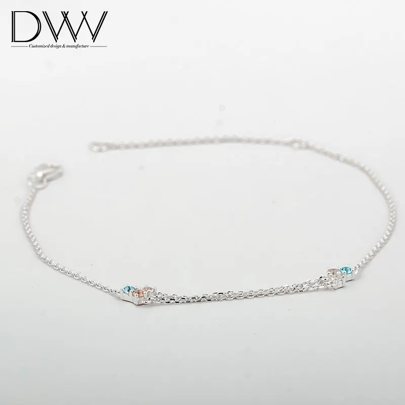 
2021 Wholesale Sterling Silver Claw Setting 925 Round Bracelet For Women Jewelry 