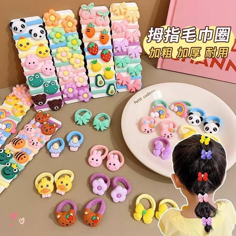 Wholesale Candy Color Elastic Rubber Band Animal Bow Flower Fruit Ice Cream Hair Ties For kids
