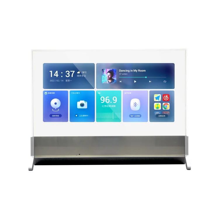 55inch new type table stand  digital signage commercial usage transparent OLED totem digital sigange advertising screen
