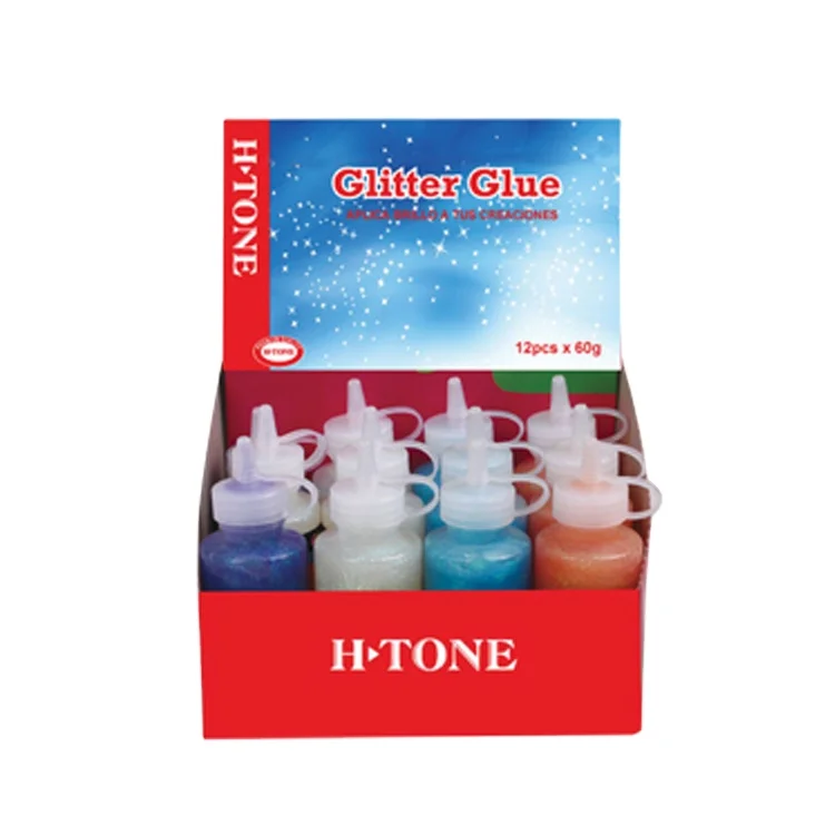 
Wholesale adhesive glitter glue powder bottle 60g Coloring DIY Painting Metallic Color bulk glitter glue for crafting for kids 
