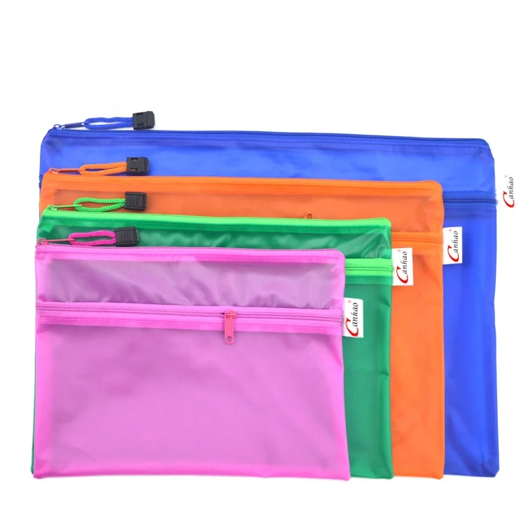 
Custom PVC office file A5 waterproof OEM double zipper document bag 