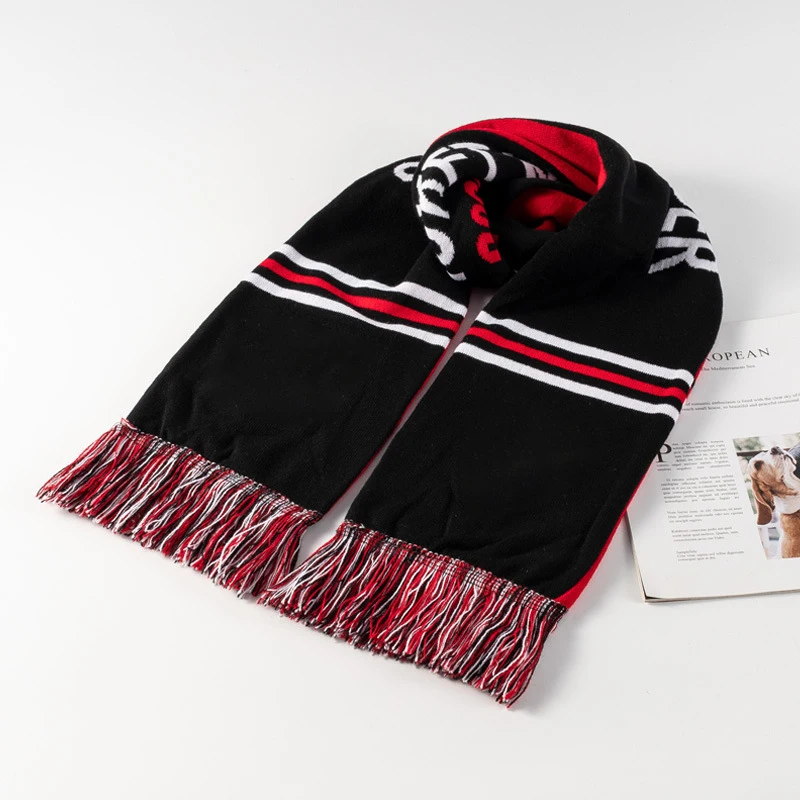 Football Club Football Fan Scarf Custom Printed Fan Cheer Scarf Acrylic Knitted Jacquard Sports Fan Cheer Football Scarf