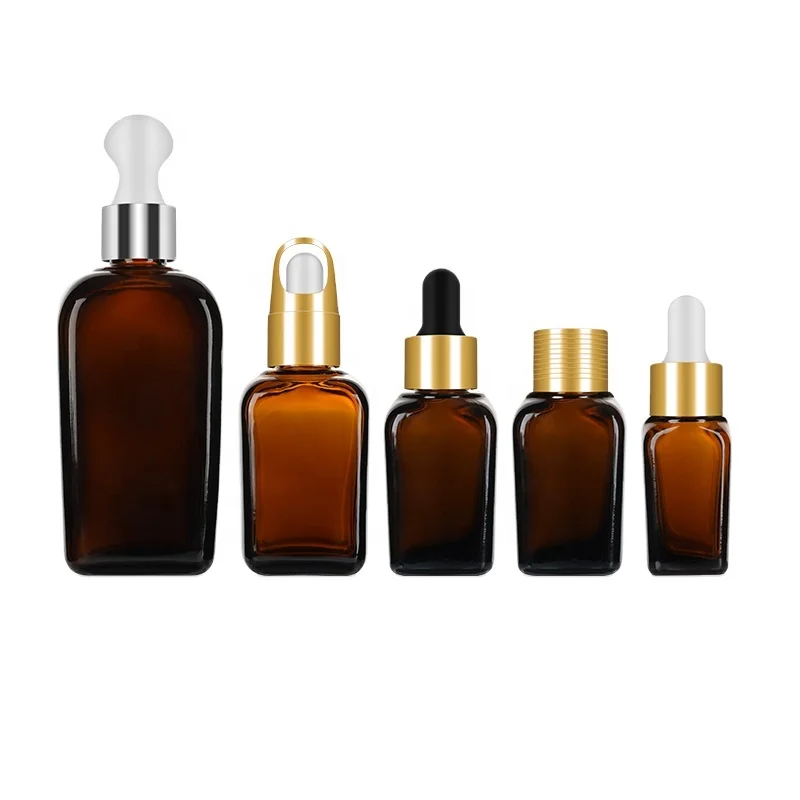 Empty 5ml 10ml 15ml 20ml 30ml 50ml 100ml Amber Glass Frosted Dropper Bottle With Pipettes for cosmetic serum