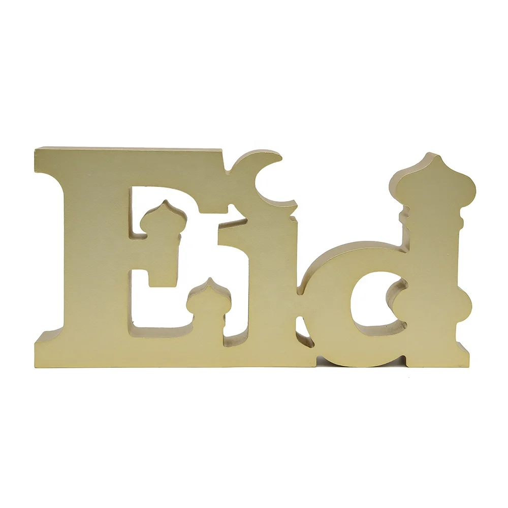 Superwin RTS 2025 New Design Ramadan Eid Mubarak Ramadan Wooden Gold Alphabetic Ornaments Large Size Desktop Decoration