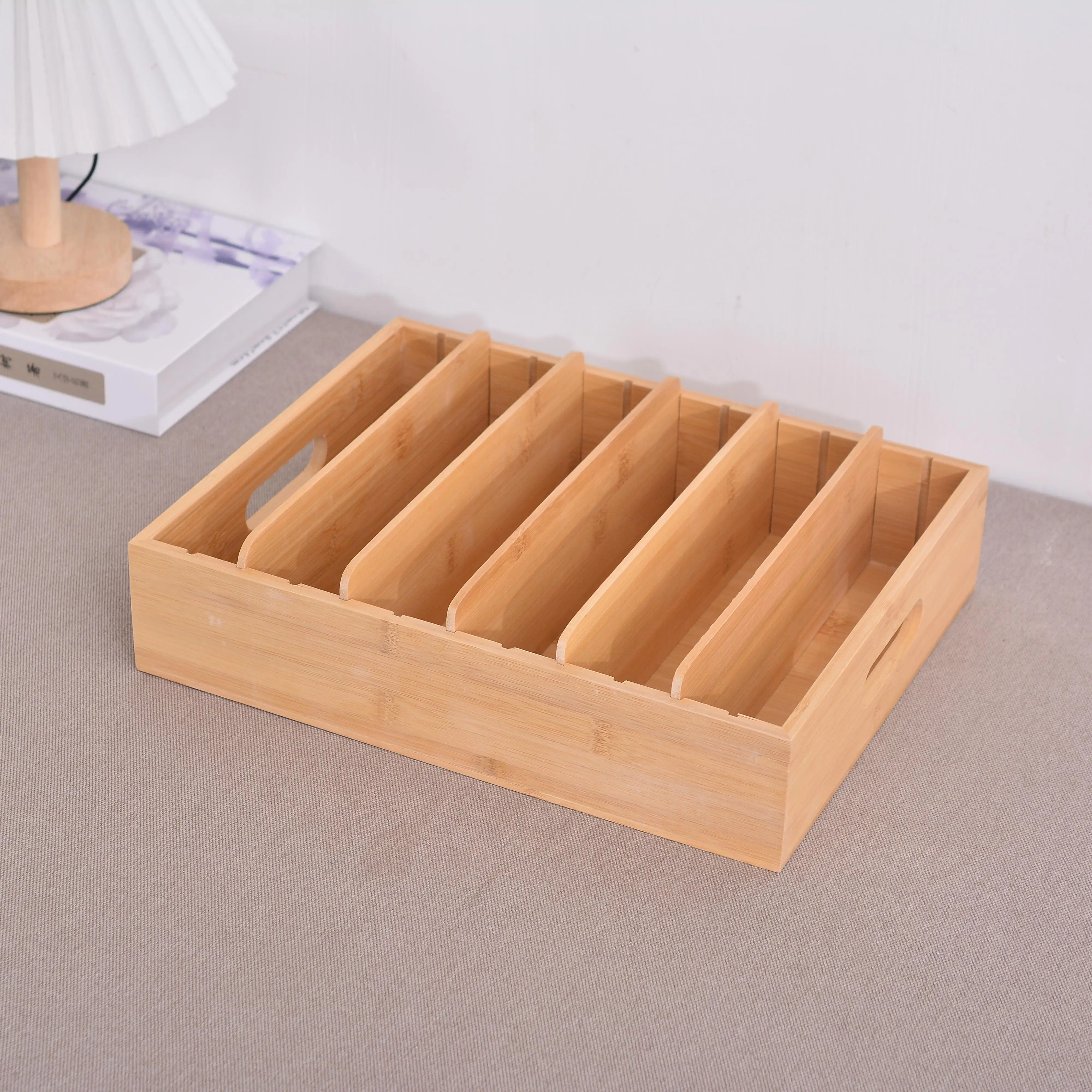 Горячая распродажа квадратная деревянная коробка для хранения книг и компакт-дисков рабочего стола