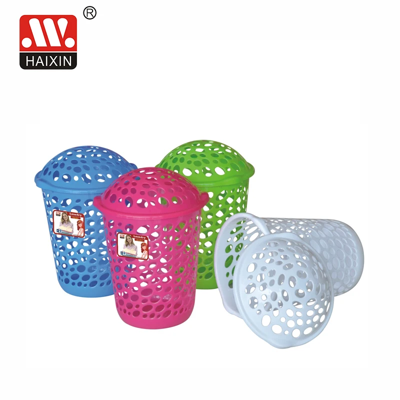 With lids wholesale colored plastic round laundry hamper plastic laundry basket 25L