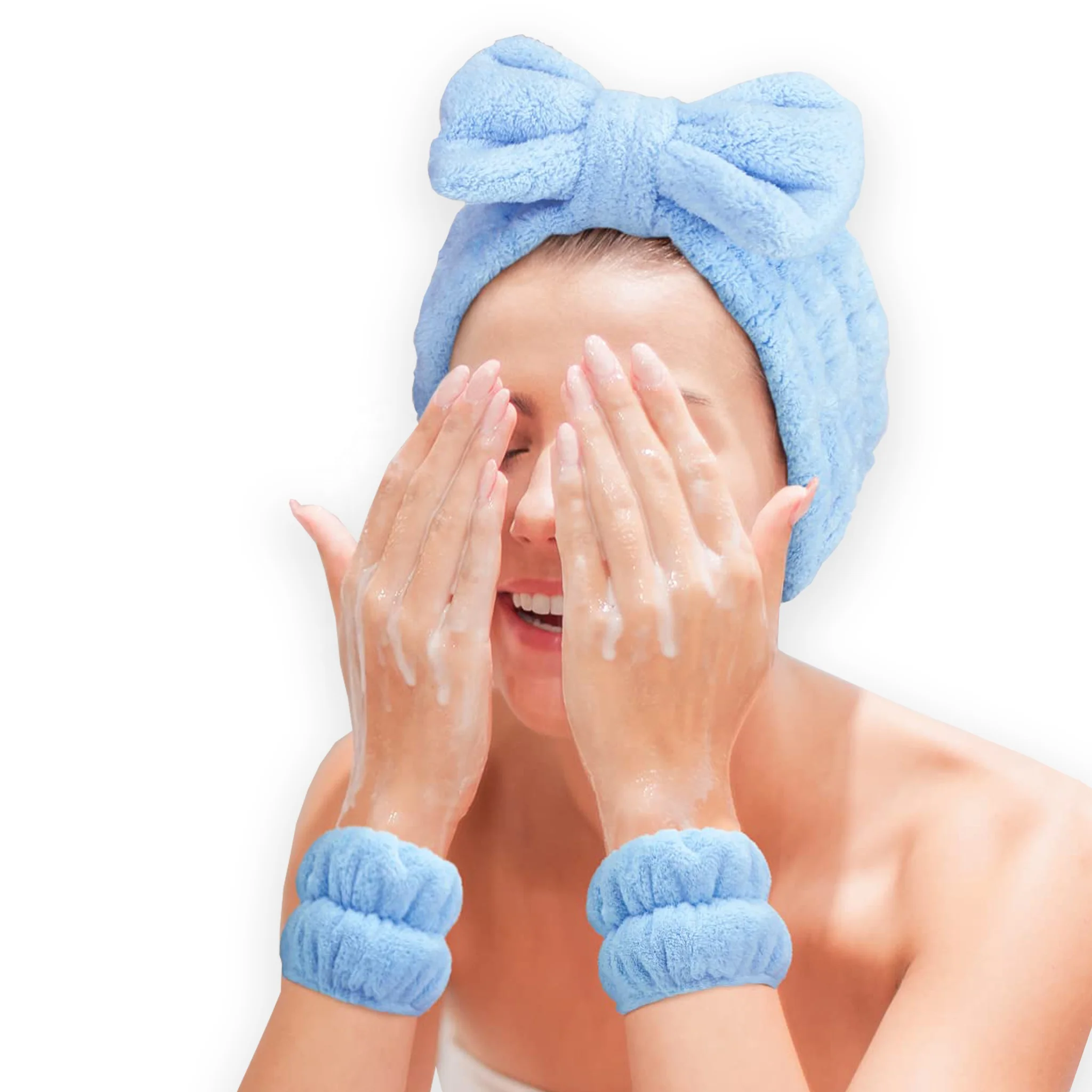 Sweet Washing Face Headbands Coral Fleece Wrist Band Spa Hair Band For Women