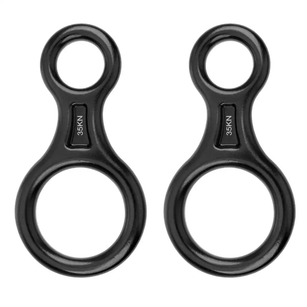 2 Pcs Figure 8 Shape Rock Climbing Rappel Abseil Rope Rescue Descender 35KN Safety Gear Rappelling Climbing Accessories