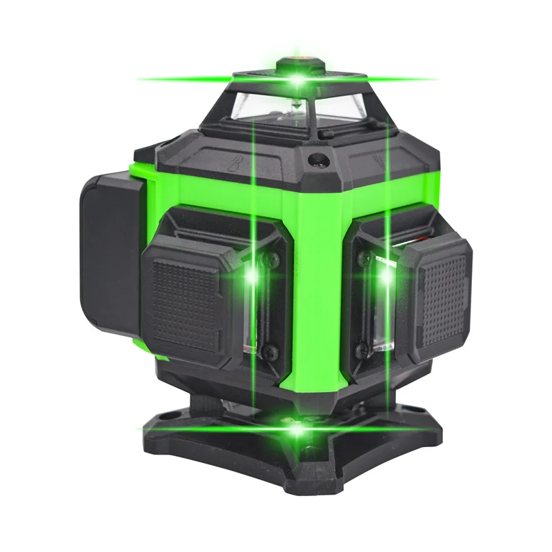 360 Laser Level with 2 Li-ion Batteries 4D Green Cross Line Self Leveling laser level 16 lines green 4d