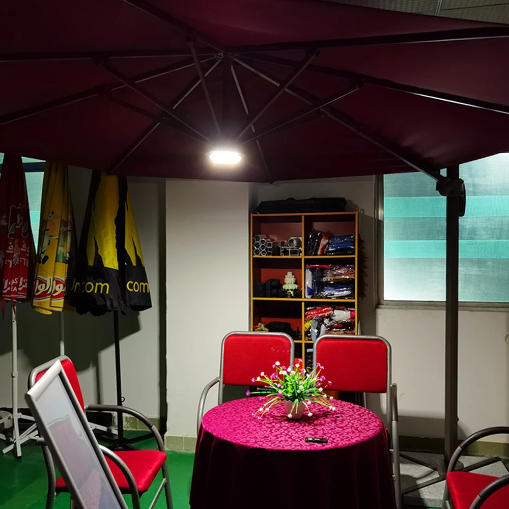 FEAMONT Portable round Rechargeable Wireless Roman Umbrella with USB Charging LED Light Manual Control Night Lights