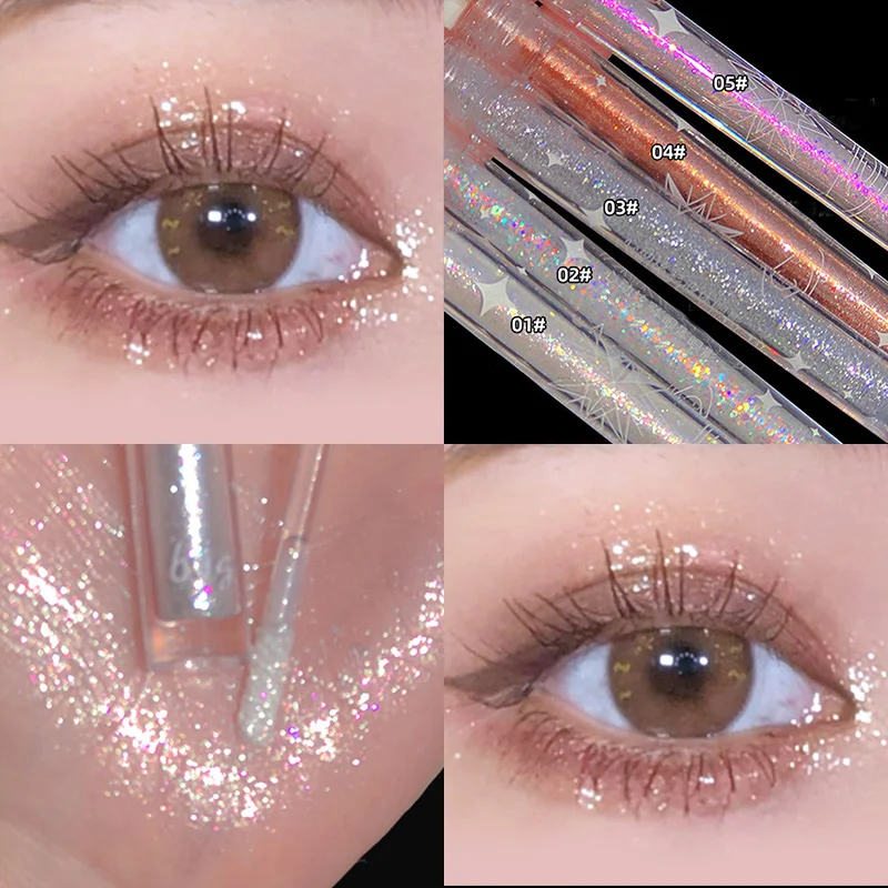 High Quality Beauty Supplies Customize Packaging Pigmented 5 Colors Glitter Shimmer Liquid Eye Shadow Glitter Single Eyeshadow