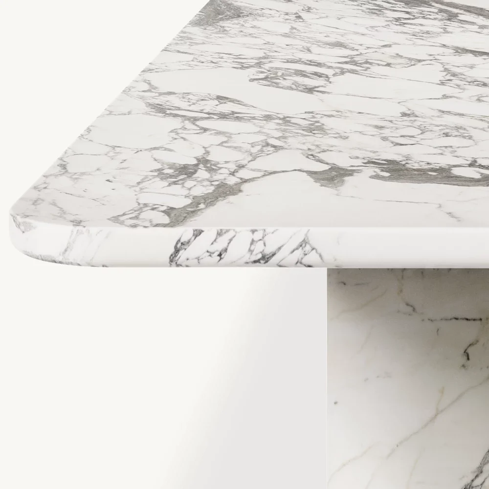LANDIVIEW Luxury Square Dining Table Arabescato Marble Travertine Console Table Natural Stone Furniture