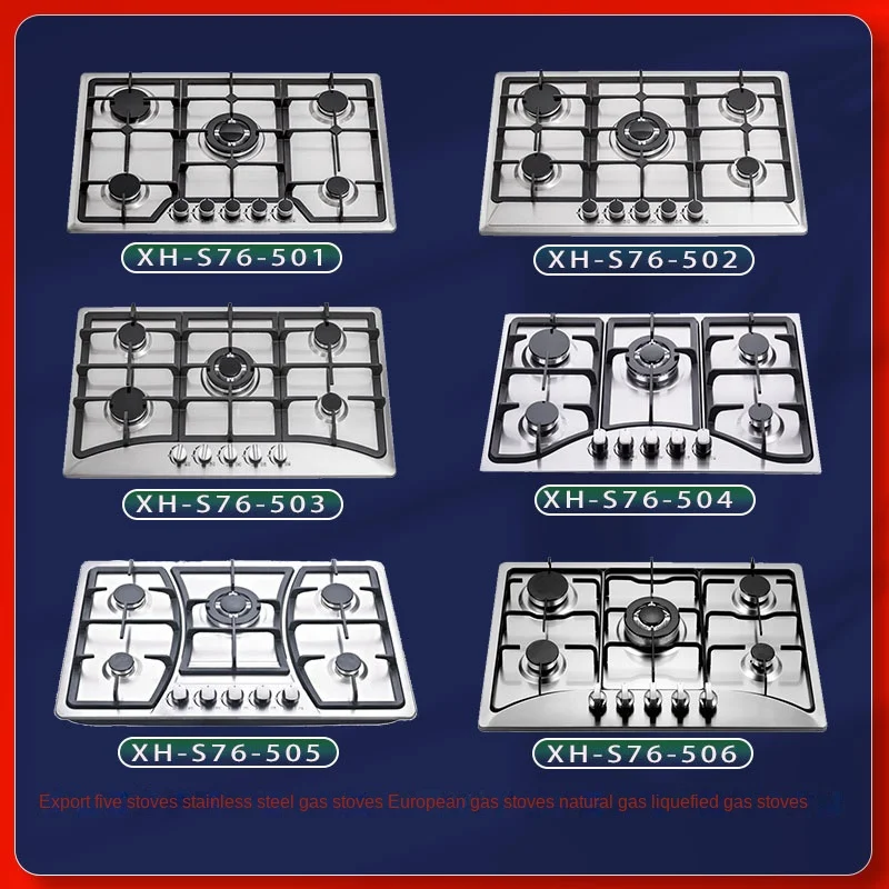 Low Price Gas Hob 5 Burners Turkey Gas Hob 76cm Enamel/Cast Iron Pan Support Good Quality Wholesale Cooker Gas Hob