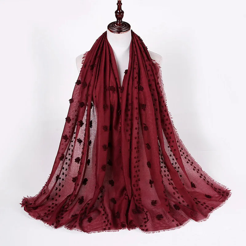 Cheap Yemen Moroccan Malaysian Pure Color Ladies Casual Shawl Organza Silk Muslim Hijab Scarf With Big And Small Pompom//