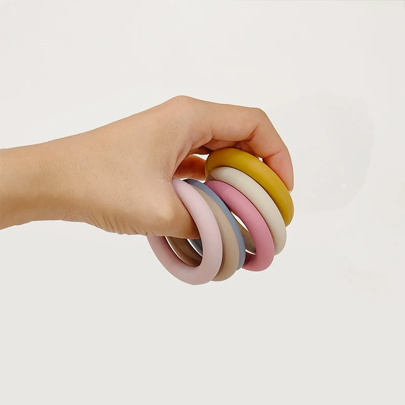 Teether Baby Rattle Teething Toy Bunny Ear Silicone Ring Teether With Fabric To Chew Handmade Teether Toys For Baby