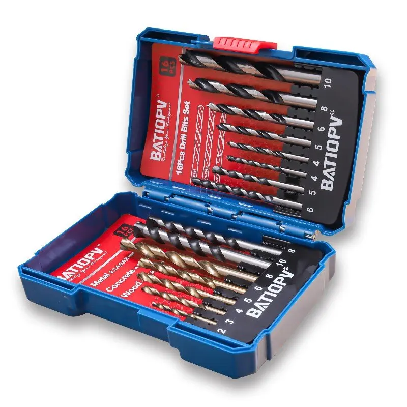 HERZO 16-Piece Drill Bit Set Alloy Diamond Core Bit for Metal Wood Concrete & Plastic Drilling Twist Drill Bit