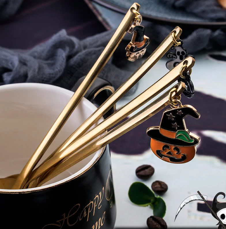 Party Halloween Decorations Supplies Stainless Steel Fruit Dessert Forks Reusable Food Pick for Snack