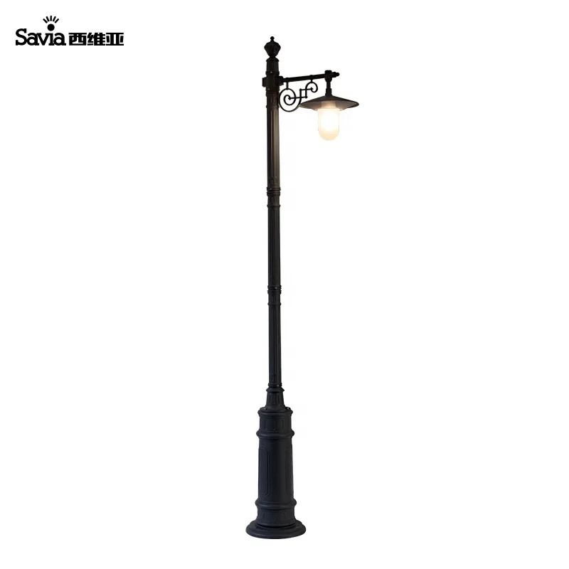 Savia Outdoor Aluminum Waterproof IP44 E27 Lawn Landscape Decorative Antique Classical Led Garden Street Light Pole Post Lamp