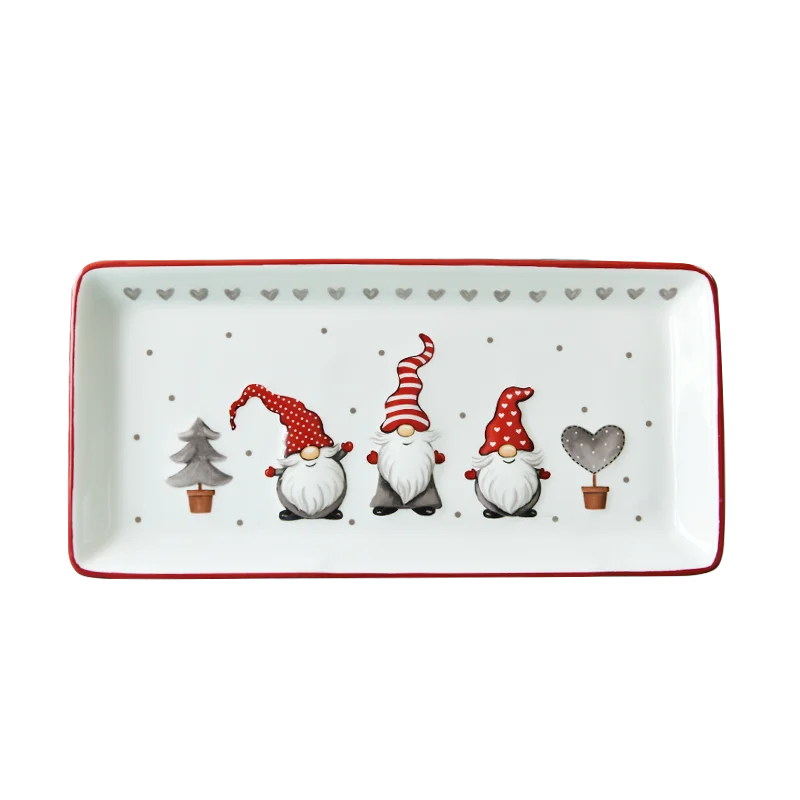 Bonwill Nordic Three SantC рождественские керамические длинные блюда и