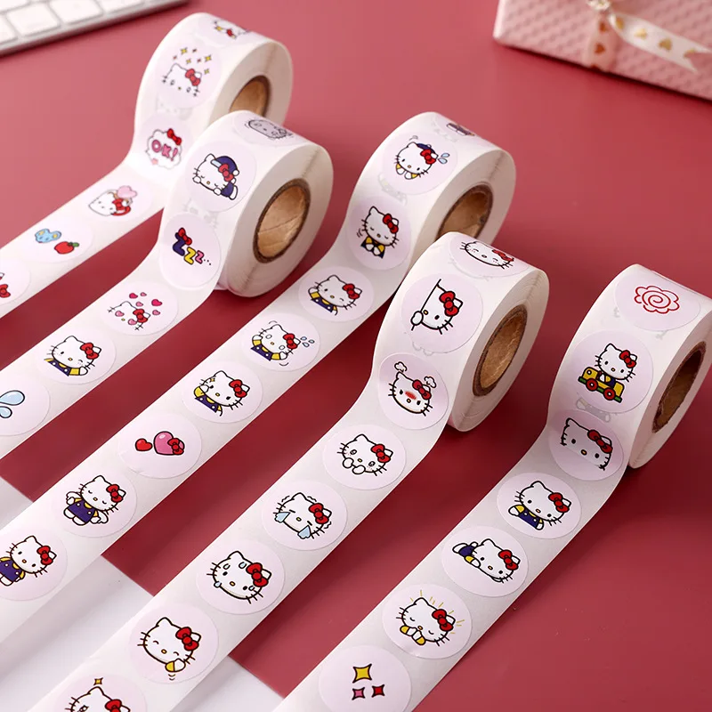 Girls Sticker Hello Kitty Stickers Label Roll Pink Best Sales Adhesive Cute Printing Customized OEM Custom Sticker Gift & Craft
