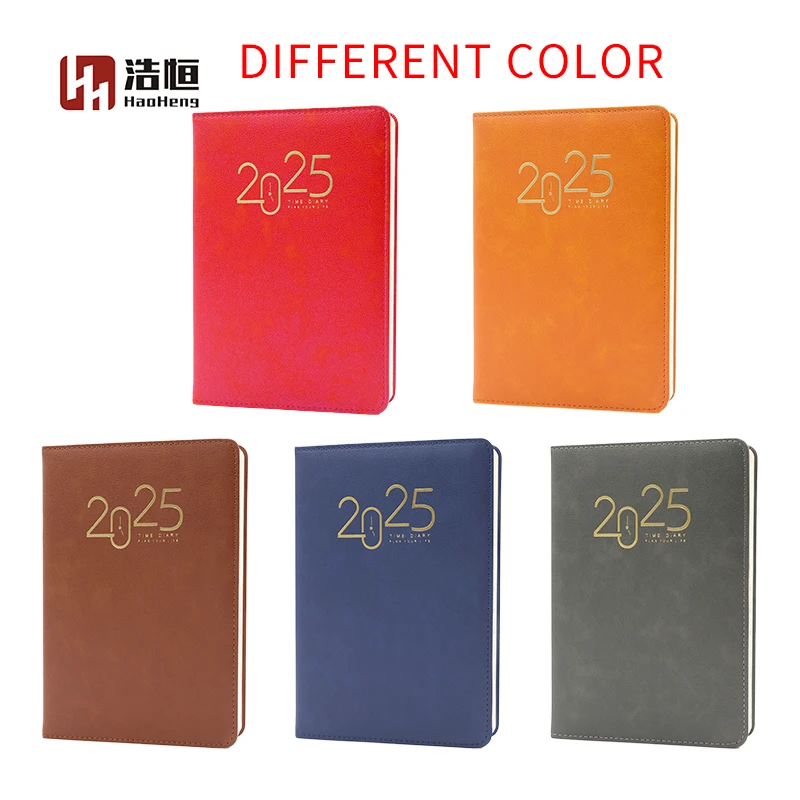 Coloring Leather Cover Book Leather Journal Notebook Advent Note Book 2025 OEM Blue Black Pink Diary Schedule Plan 120 Sheets