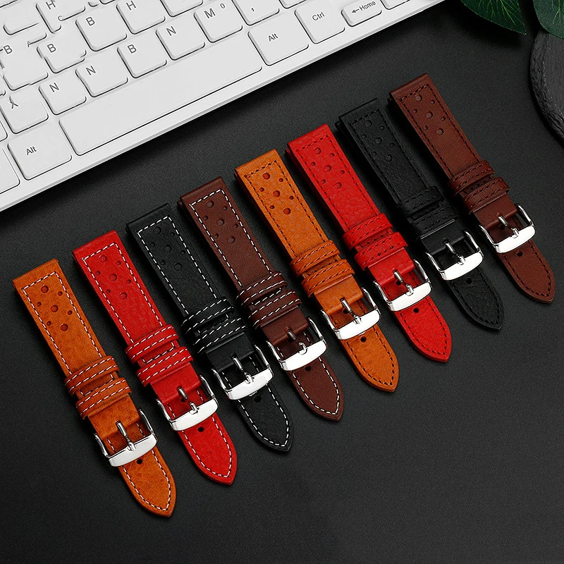 YUNSE New Arrive Vintage 20mm Wrist Watch Band Italy Genuine Cowhide Leather Watch Rally Strap Accessories Wholesale Customize