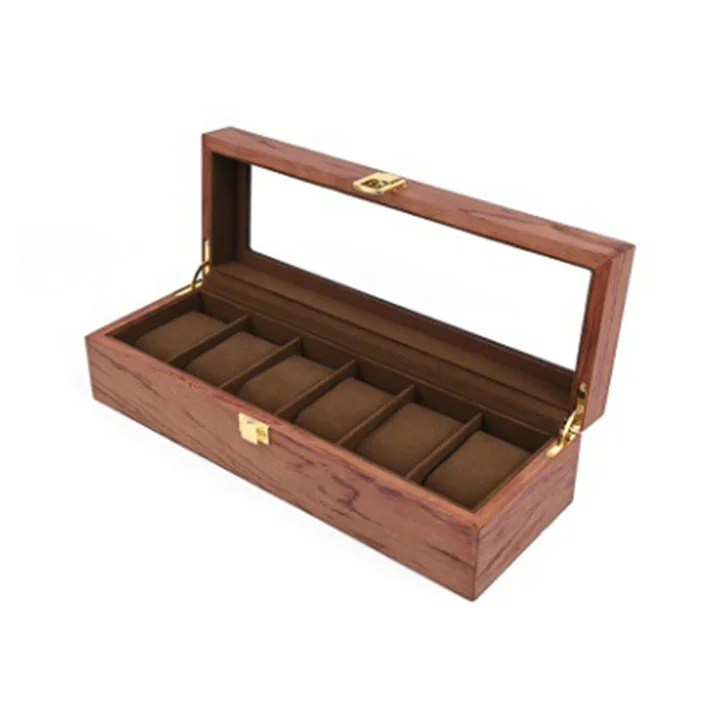 Spot wholesale 6 watch box Vintage wood 6 grid watch collection display box watch box