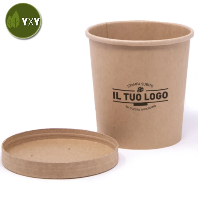 Get!!! Eco-friendly Custom Logo Kraft Paper Bowl Cup with Paper Lid