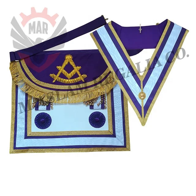 Scottish rite WM Apron set | Custom made Provincial Apron | Collar | Sash | Cuff Gauntlets