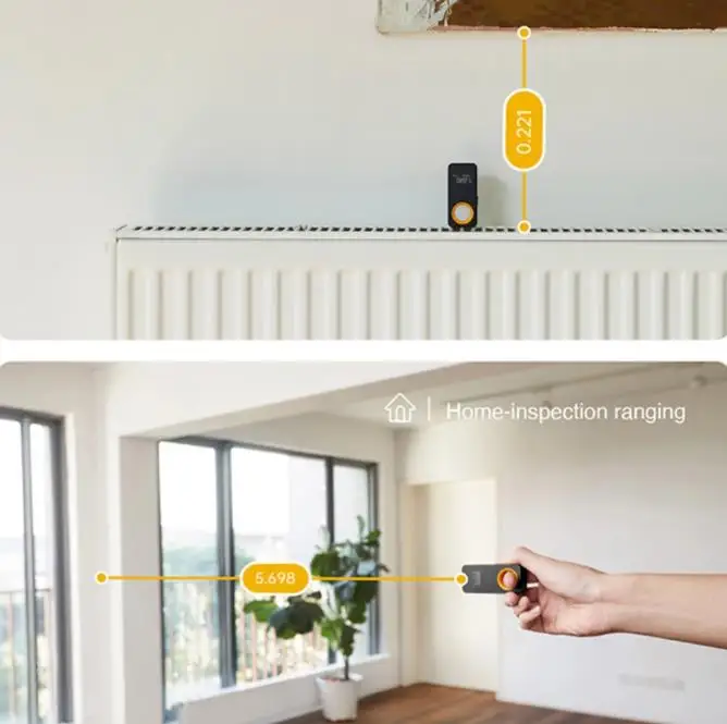 HOTO Newest Design Laser Measuring Tool Digital Tape Measure USB Rechargeable laser measuring tape Ruler For Area Volume