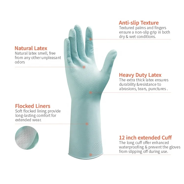ANBOSON Reusable Heavy Duty Custom Logo Women Pink Cooking Dishwashing Kitchen Gloves