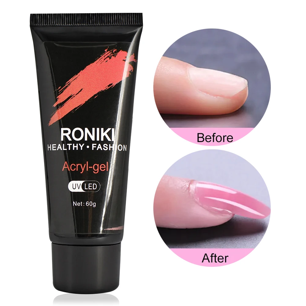 RONIKI Poly Nail Gel Extension Nail Acrylic Gel Nude 36 Colors Wholesale Solid Nail Extension Poly Acrylic Poly Gel