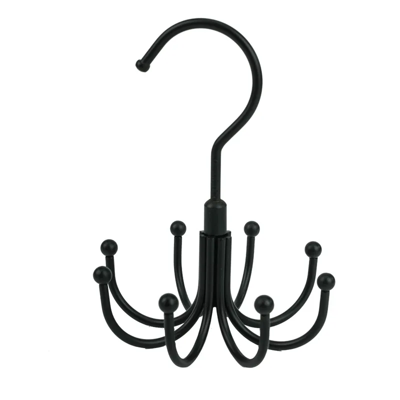 BST Multi Functional 8 Hooks Rotating Metal Belt Hanger Organizer for Tie Bag