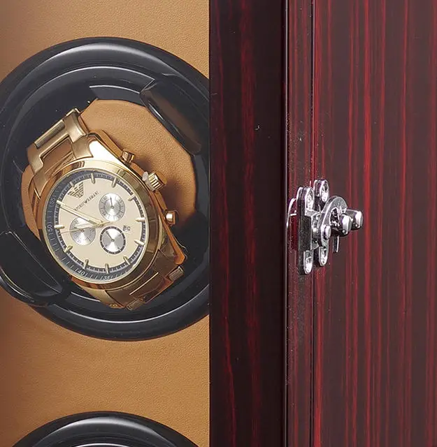 Wood Watch Box Automatic Winding case safe Mechanical Watch Winder Storage Collection Box display 3 Slots with OPEN-STOP