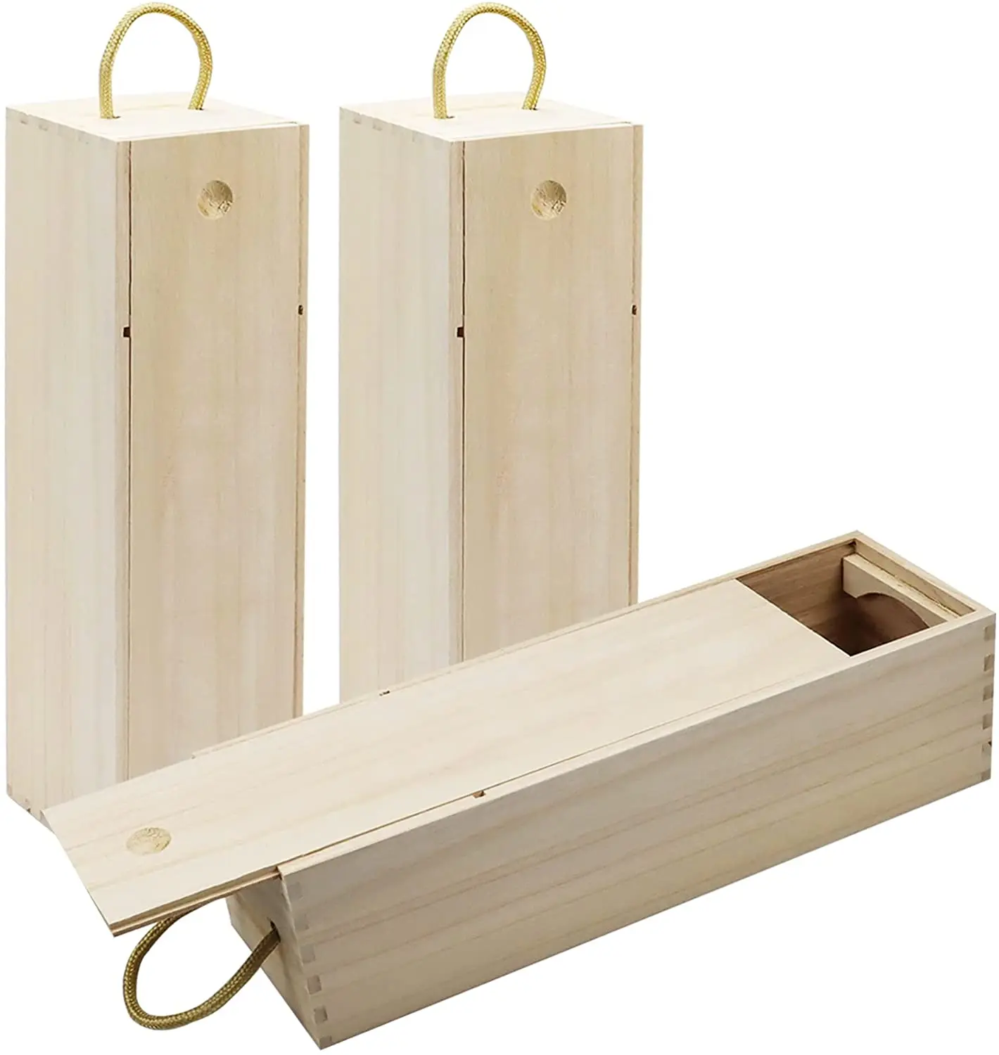 Wholesale Wooden Wine Box Single Wood Wine Bottle Storage Gift Box with Handle