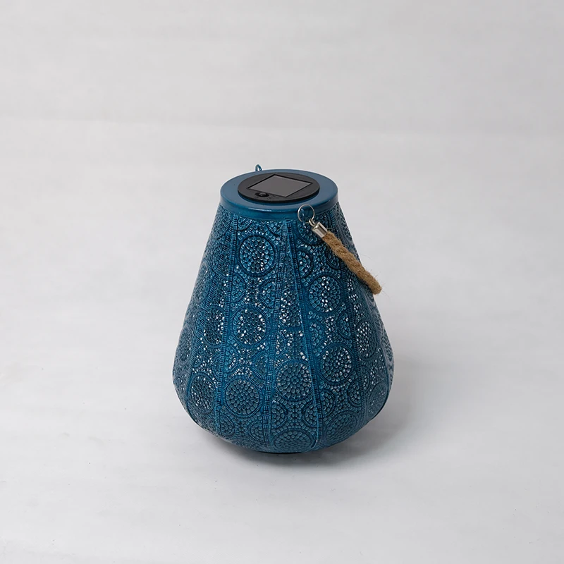 Handle metal garden solar lamp lantern with string light metal solar lantern